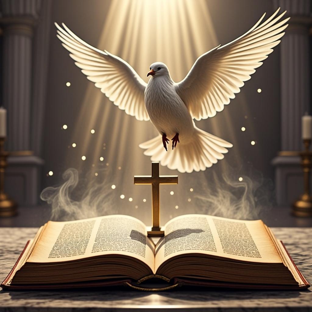 Holy Bible with divine light